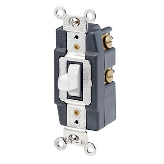 1257-W Grounding Momentary Contact Toggle Switch, 120/277 V AC, 20 A, 800 W, 1000 VA Power Rating, SPDT Contact