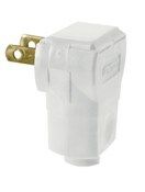 101AN-W Angled Cable Mount Non-Polarized Straight Blade Plug, 125 V AC, 15 A, 2 Poles, 2 Wires, White