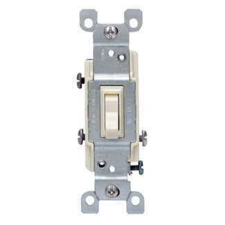 1453-2E 3-Way Grounding AC Quiet Toggle Switch, 120 V AC, 15 A, 1/2, 2 hp Power Rating