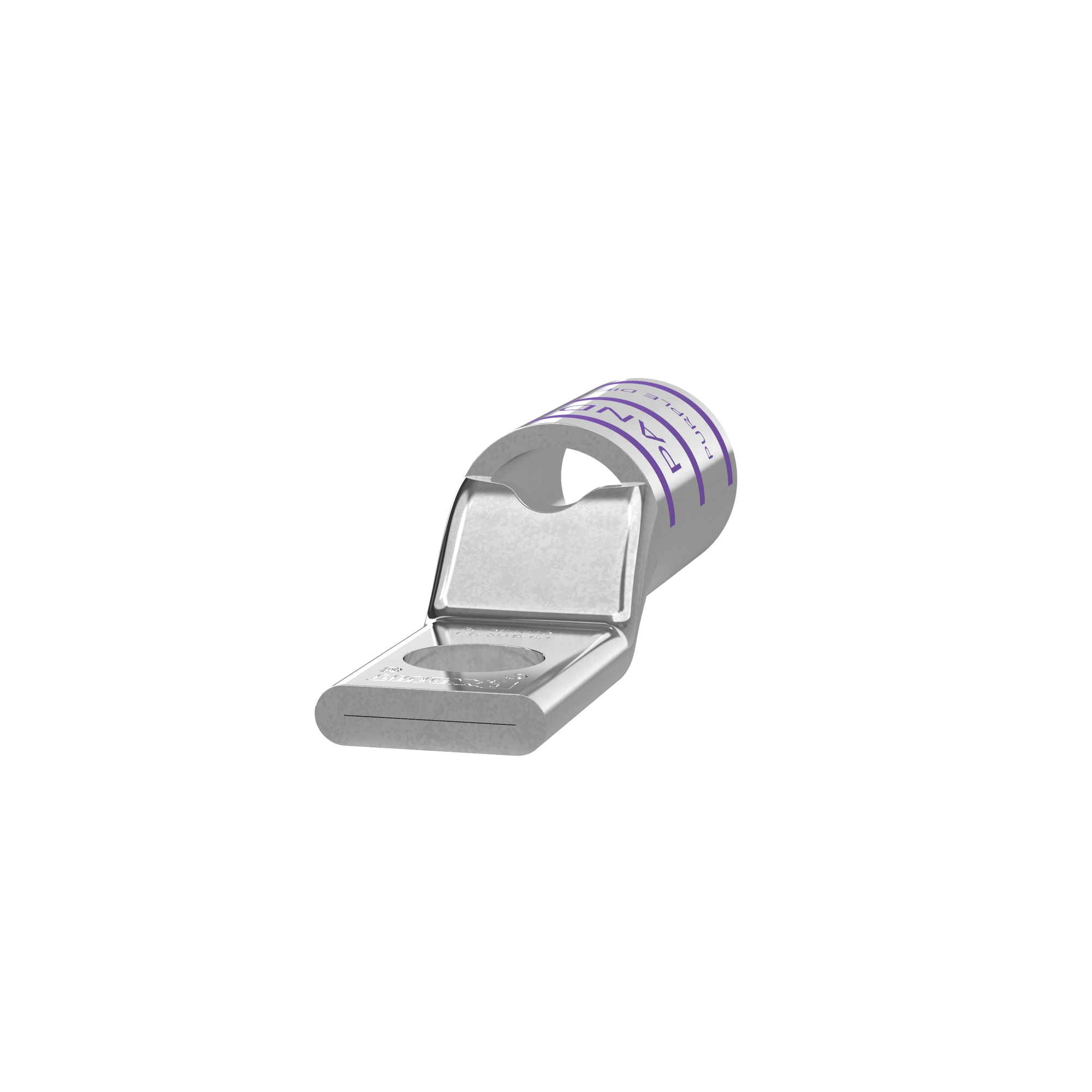 LCAN4/0-38-X Pan-Lug 1-Hole Compression Lug Connector With Inspection Window, 4/0 AWG Stranded Copper Conductor, Die Code: P54, 3/8 in Stud, Tin Plated Copper