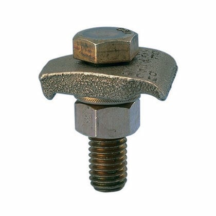 GMS-2-Q StructuredGround Grounding Toe Clamp, 9/16 in Rod, 4 to 2/0 AWG Conductor, Bronze/Silicon Bronze