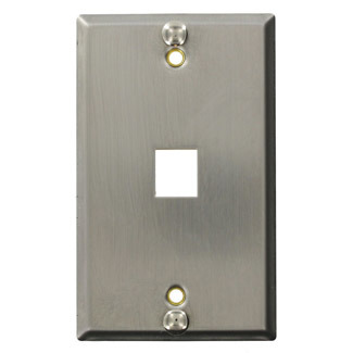 4108W-SP QuickPort Telephone Wallplate, 1 Gangs, 2-3/4 in W, Stainless Steel, Box Mount