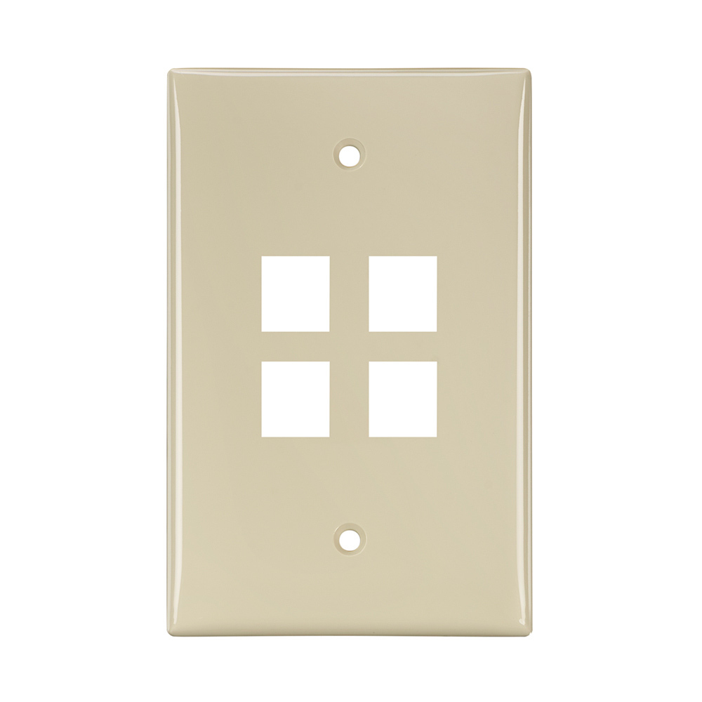 41091-4IN QuickPort Midway Size Wall Plate, 1 Gangs, 3.13 in W x 4.88 in H, Nylon, Ivory