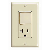 5636-I Decora 3-Wire Grounding Combination Switch With Receptacle, 15 A, 125 V AC, 1 Pole