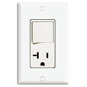 5636-W Decora 3-Wire Grounding Combination Switch With Receptacle, 15 A, 125 V AC, 1 Pole