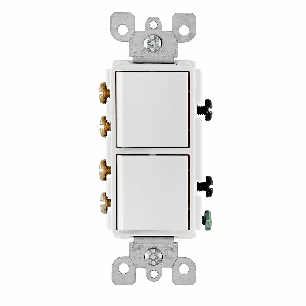 5640-W Decora 3-Way Dual Combination Switch, 20 A, 120/277 V AC, 1 hp/2 hp, 60 Hz