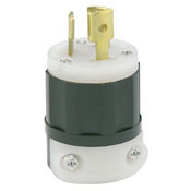 4720-PLC 1-Phase Grounding Cable Mount Locking Plug, 125 V AC, 15 A, 2 Poles, 3 Wires, Black/White