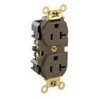 20-Amp, 125 Volt, Industrial Extra Heavy Duty Grade, Duplex Receptacle, Straight Blade, Self Grounding, Brown
