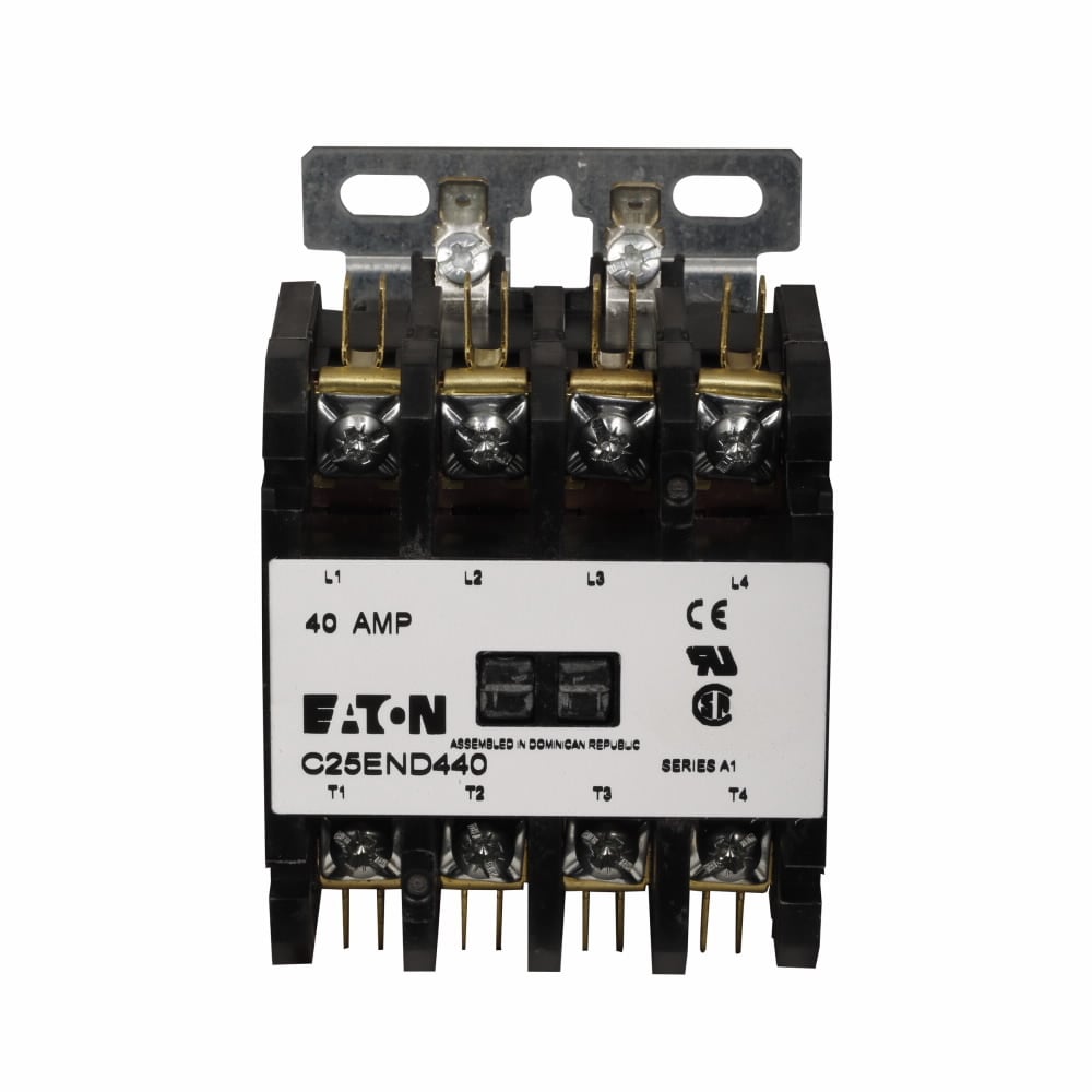 C25END440A E-Frame Definite Purpose Contactor With Metal Mounting Plate, 110/120 V AC V Coil, 40/50 A, 4 Poles