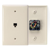 40539-PMI Midsize Screw Terminal Telephone Wall Jack, 1 Gang, 3-1/8 in W, Nylon, Box Mount