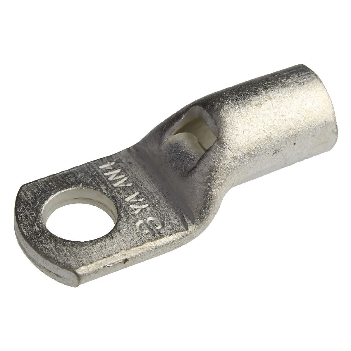 YAV4CL YAV-L 1-Hole Heavy Duty Uninsulated Compression Lug With Inspection Hole, 4 AWG Stranded Copper Conductor, Die Code: 40, 1/4 in Stud, Electro-Tin Plated Copper