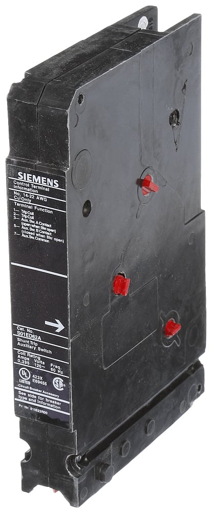 S01ED62A Sentron Combination Shunt Trip With Shunt Trip Actuator and Auxiliary Switch, 120 V AC, Left Pole Mount