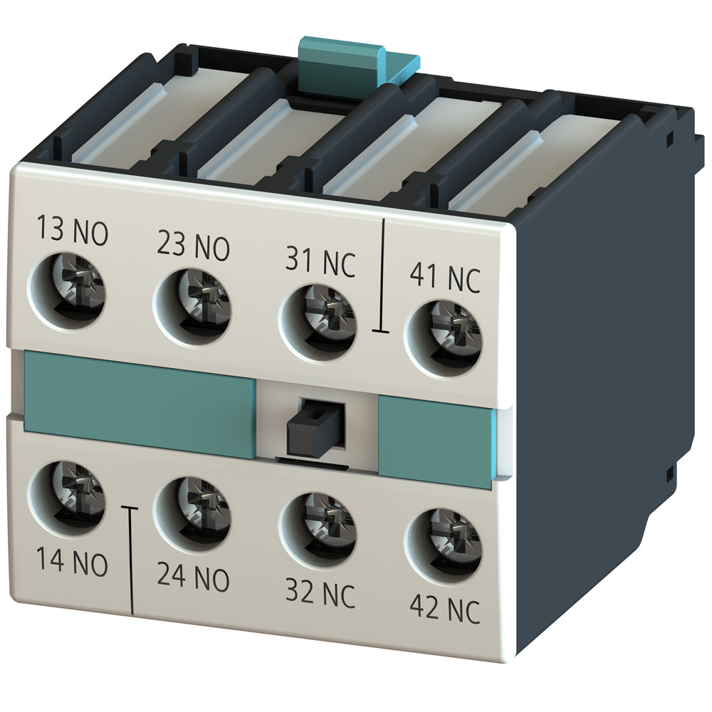 3RH1921-1FA22 4-Pole Auxiliary Mounting Block, 230 VAC, 0.41 A, 4 Contacts