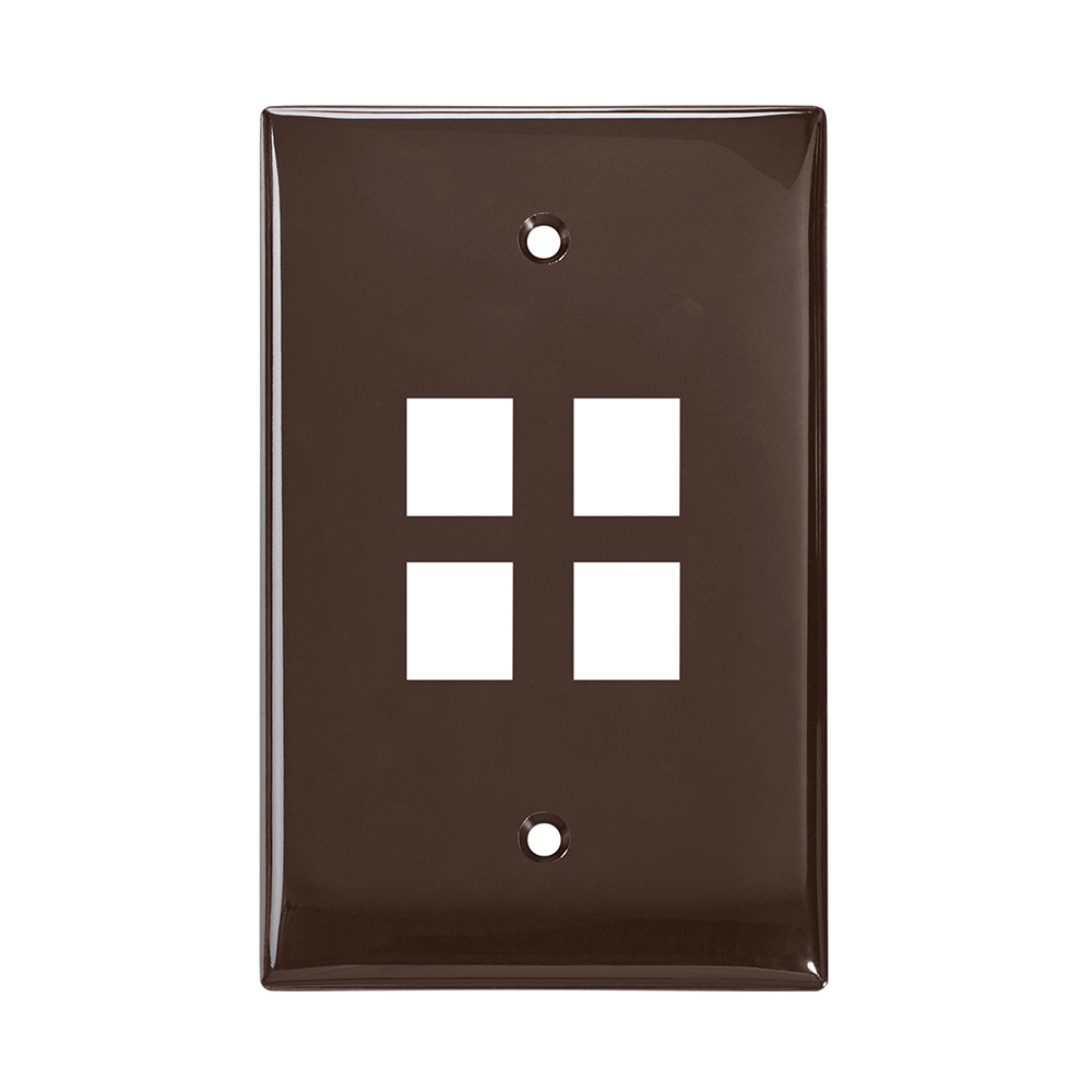 41091-4BN QuickPort Midway Size Wallplate, 1 Gang, 3.13 in W, Nylon, Surface Mount