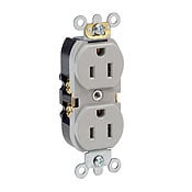 5262-SI Heavy Duty Narrow Body Straight Blade Duplex Receptacle, 125 V AC, 15 A, 2 Poles, 3 Wires, Ivory