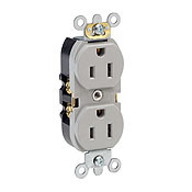 5262-SR Heavy Duty Narrow Body Straight Blade Duplex Receptacle, 125 V AC, 15 A, 2 Poles, 3 Wires, Red