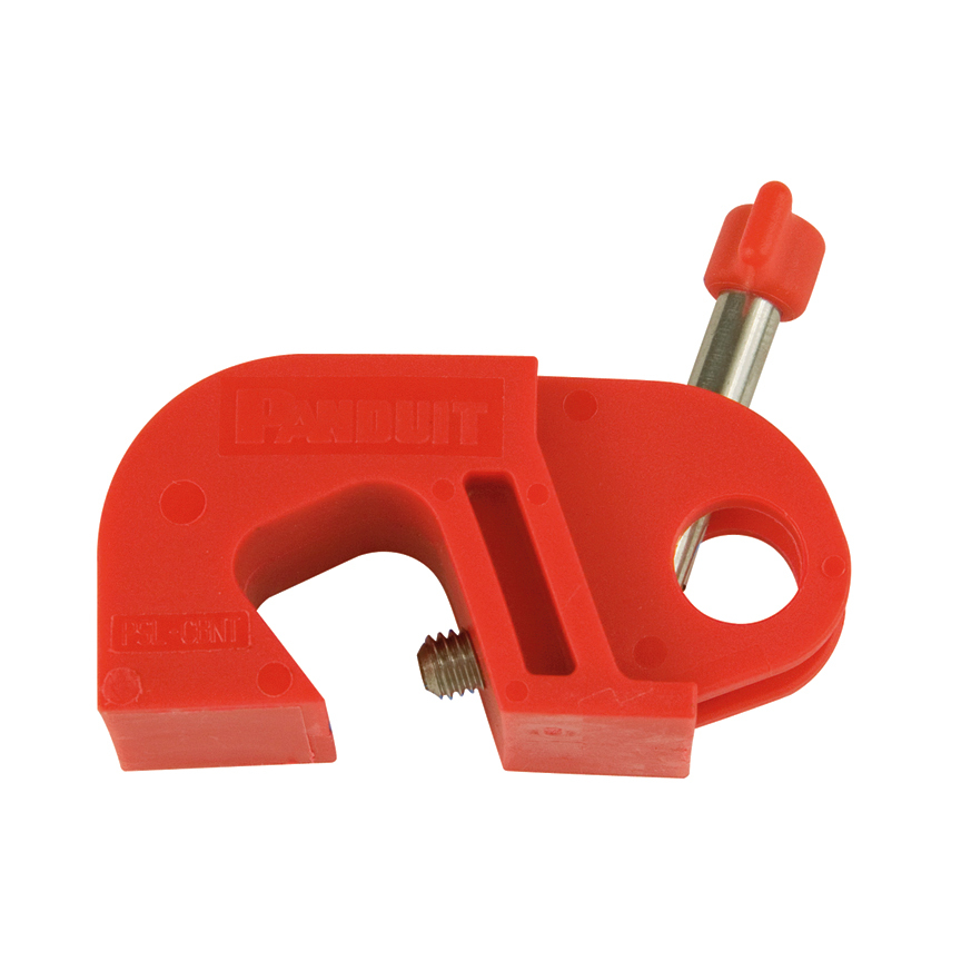 PSL-CBNT-V No-Tool Universal Circuit Breaker Lockout, For Use With 120/277 V AC Single/Multi-Pole Circuit Breaker, 1 Padlocks, Nylon/Stainless Steel, Red