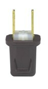123-PE Cable Mount Non-Grounding Polarized Straight Blade Plug, 125 V AC, 10 A, 2 Poles, 2 Wires, Black