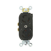 4703-IIR Duplex Self-Grounding Locking Receptacle, 125 V AC, 15 A, 2 Poles, 3 Wires, Black