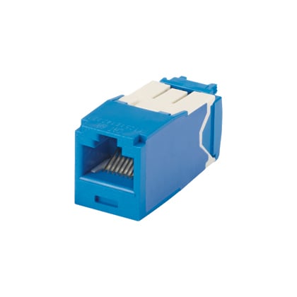 CJ6X88TGBU 10Gig PanNet TX6A 8-Position 8-Wire Universal TG Style Unshielded Jack Module, Cat 6A RJ45/Mini-Com Module, 1 Port, ABS/Polycarbonate, Blue