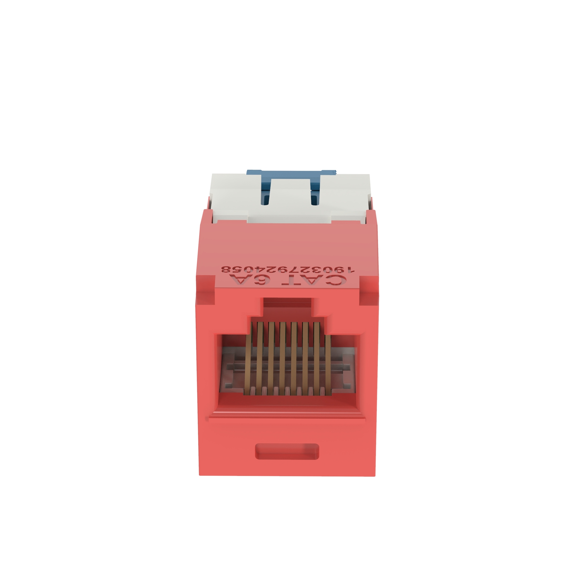 CJ6X88TGRD 10Gig PanNet TX6A 8-Position 8-Wire Universal TG Style Unshielded Jack Module, Cat 6A RJ45/Mini-Com Module, 1 Port, ABS/Polycarbonate, Red