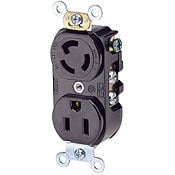 4795-2R Duplex Heavy Duty Lock/Straight Combo Grounding Locking Receptacle, 125 V AC, 15 A, 2 Poles, 3 Wires, Black