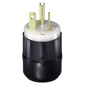 5366-B Cable Mount Grounding Straight Blade Plug, 125 V AC, 20 A, 2 Poles, 3 Wires, Black