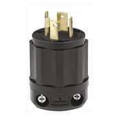 2711-B 3-Phase Grounding Cable Mount Locking Plug, 125/250 V AC, 30 A, 3 Poles, 4 Wires, Black