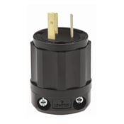 4570-B Cable Mount Grounding Locking Plug, 250 V AC, 15 A, 2 Poles, 3 Wires, Black