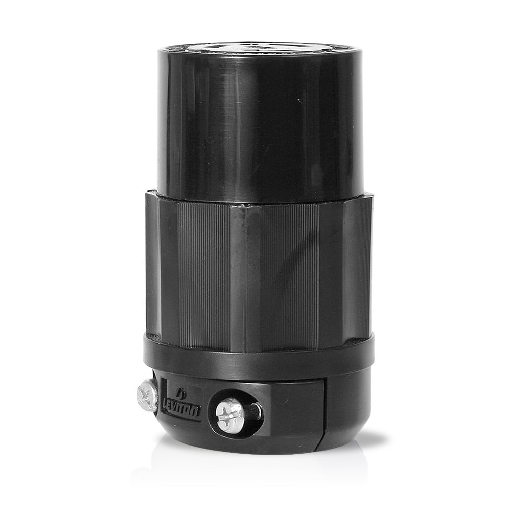 2423-B 3-Phase Cable Mount Grounding Locking Connector, 250 V AC, 20 A, 3 Poles, 4 Wires, Black