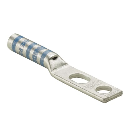 LCC10-14JAW-L Pan-Lug LCC-W 2-Hole Compression Connector Lug, 14 to 10 AWG, 12 to 10 AWG Solid/Stranded Copper Conductor, 42.826 in Stud, Tin Plated Copper