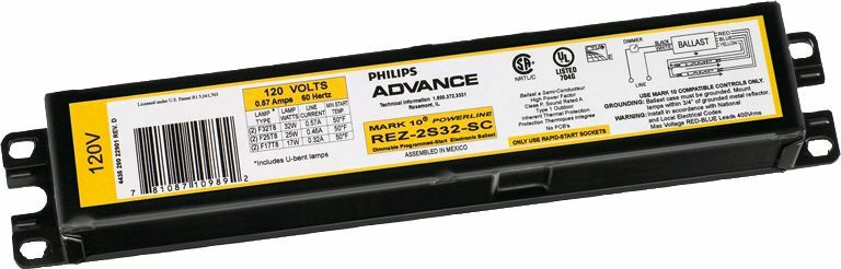 REZ3S32SC35I Electronic Fluorescent Dimming Ballast, Programmed, High, T8, 4-pin, T5HO, 60 Hz, 120V, 32W