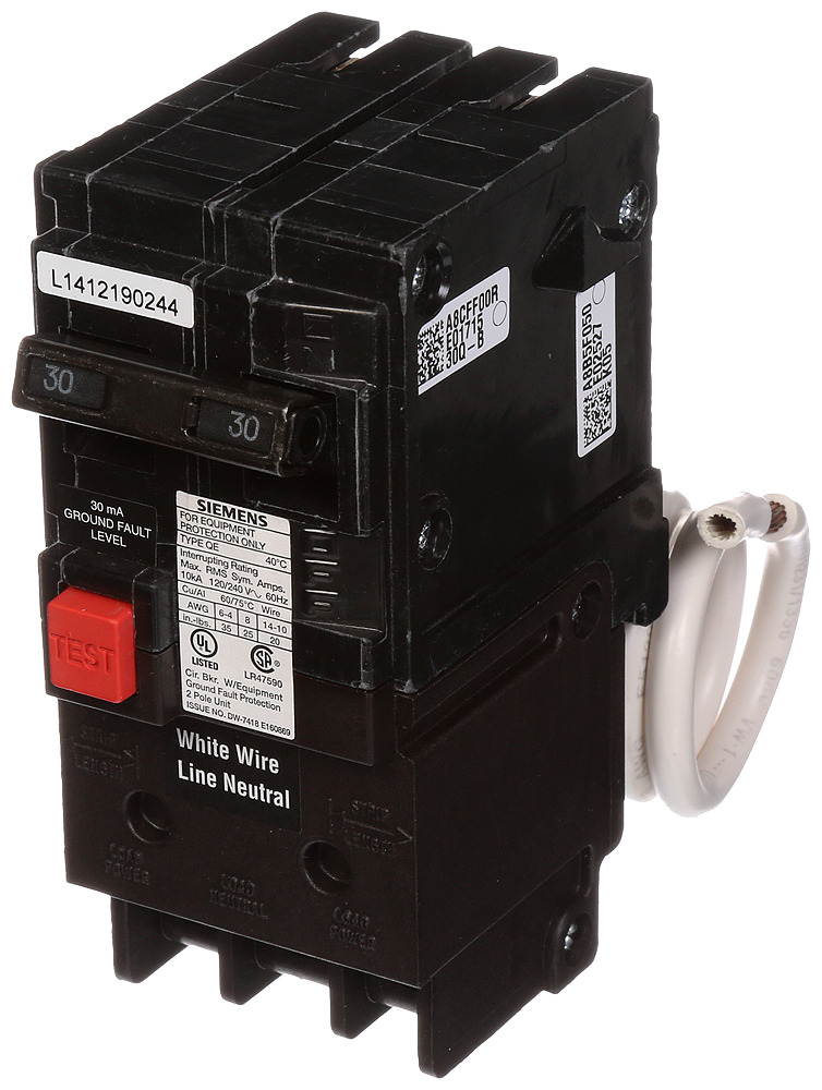 QE230 Type QE Circuit Breaker, 120/240 VAC, 30 A, 10 kA Interrupt, 2 Poles, Thermal Magnetic Trip