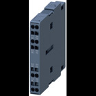 Aux. switch block, 1 no+1 nc, din en50012, laterally, 10 mm, cage clamp, size s3...s12, for motor contactors, 2-pole
