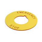 Eaton 10250T pushbutton legend plate, 10250T series, Round Legend Plate, Plastic, Yellow, Legend: E-STOP, Red, Round