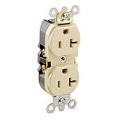 5362-S Heavy Duty Straight Blade Duplex Receptacle, 125 V AC, 20 A, 2 Poles, 3 Wires, Brown