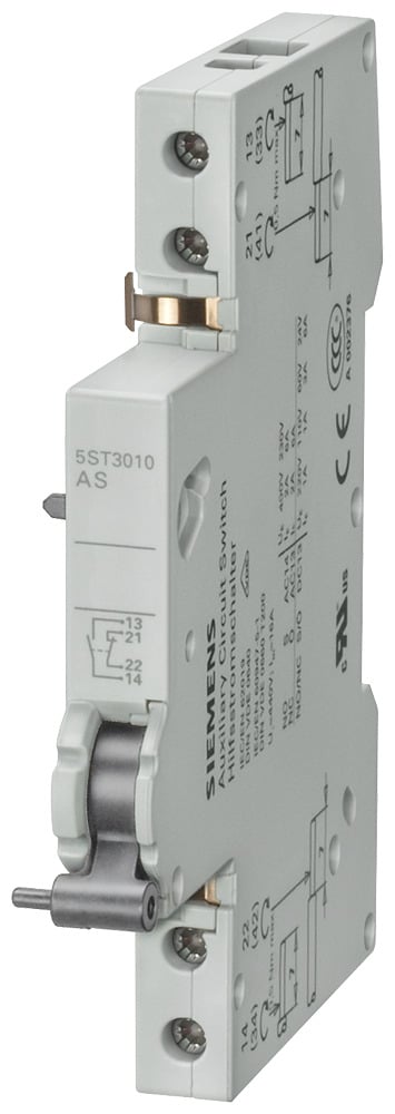 5ST3010 Auxiliary Switch, 400/230 V AC, For Use With 5SL, 5SY, 5SP Miniature Circuit Breakers, 5SU1 RCBOS and 5TE8 Switches