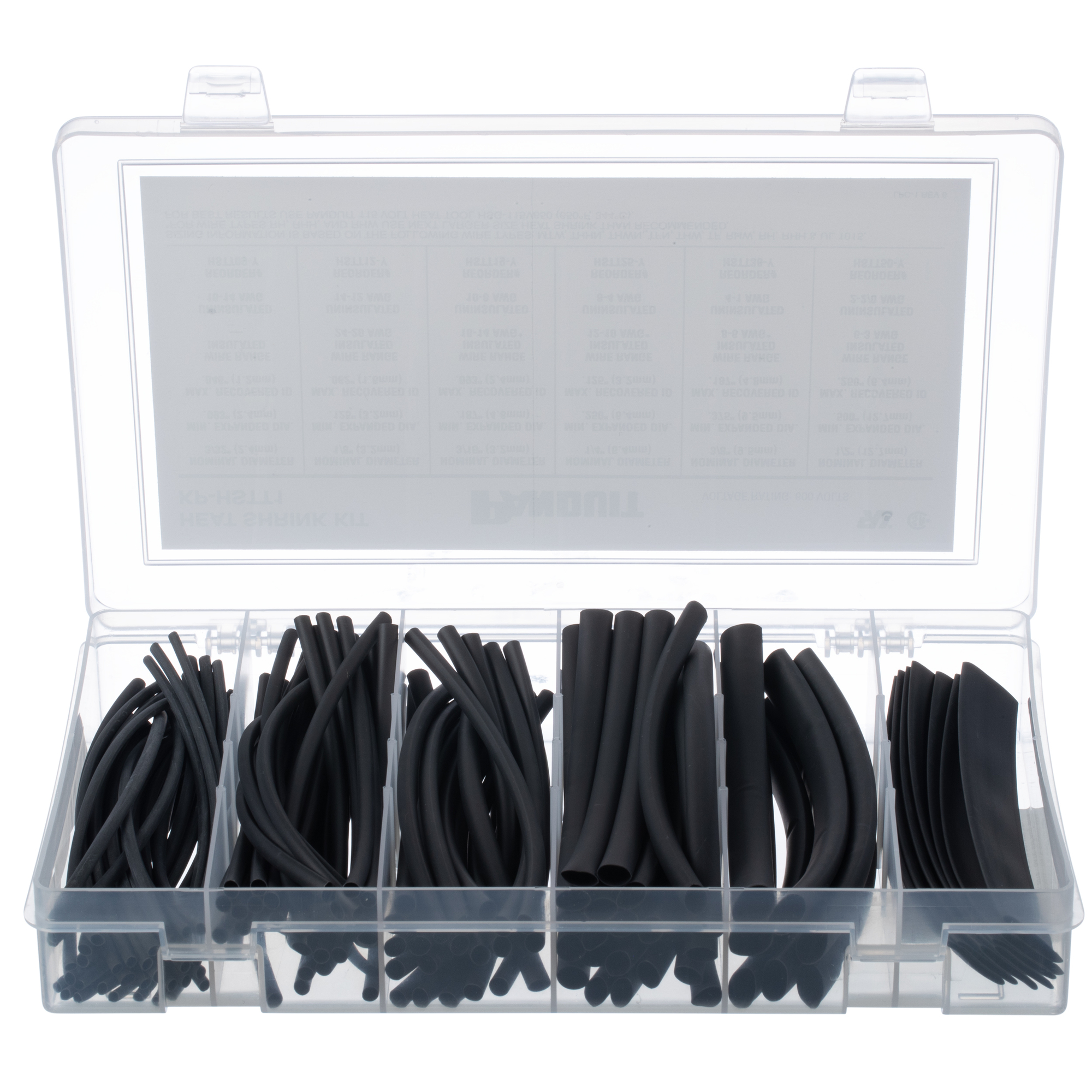 KP-HSTTA Adhesive Lined Cross Linked Dual Thinwall Heat Shrink Tubing Kit Box, Polyolefin, Black