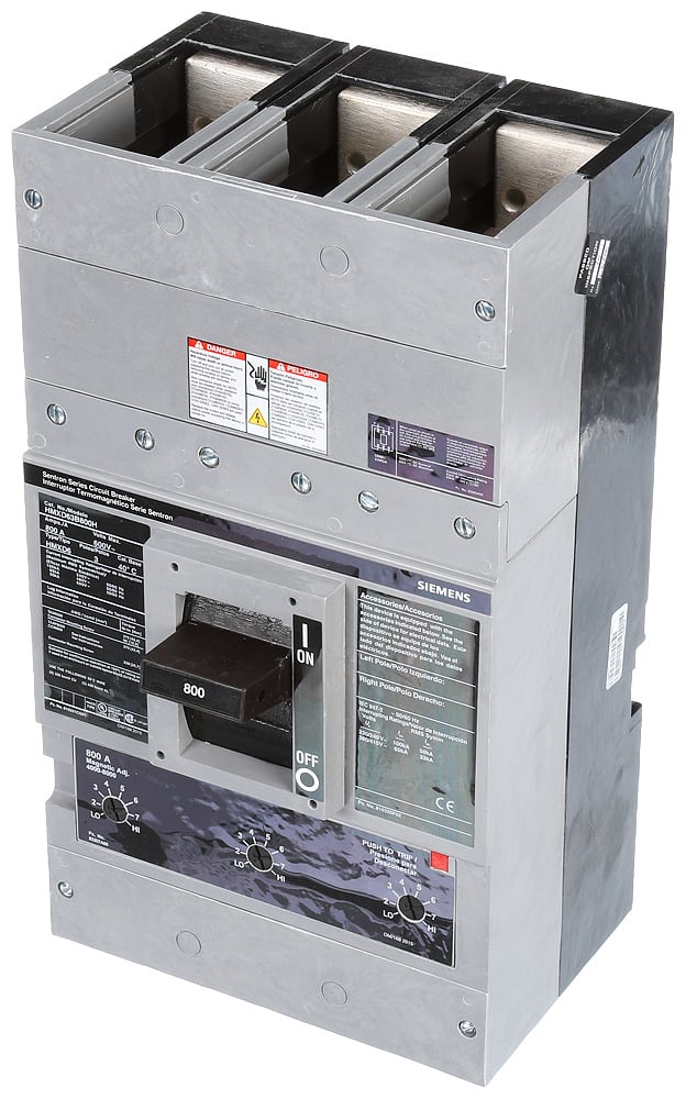 HMXD63B800H Low Voltage Molded Case Circuit Breaker, 600 V AC, 800 A, 50 kA Interrupt, 3 Poles, Thermal Magnetic Trip