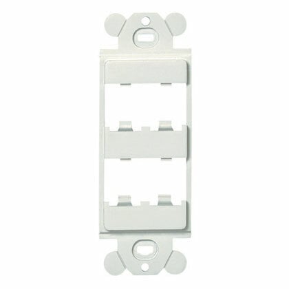 CFG4WH Mini-Com PanNet Flat Rectangular Module Adapter Frame, 1 Gangs, 4 Ports, ABS, White, For Use With Mini-Com Module and Standard GFCI Electrical Faceplate