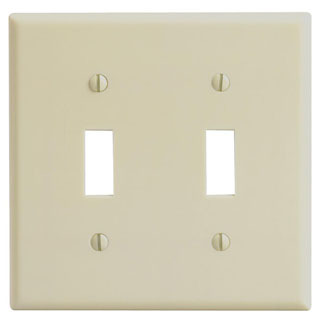 86009 Standard Size Wall Plate, 2 Gangs, 4.56 in W x 4.5 in H, Thermoset, Ivory