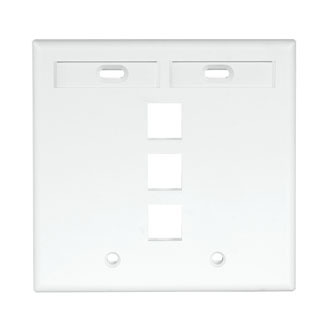 42080-3WP QuickPort Standard Size Wallplate With ID Window, 2 Gangs, 4-5/8 in W, Plastic, Surface Mount