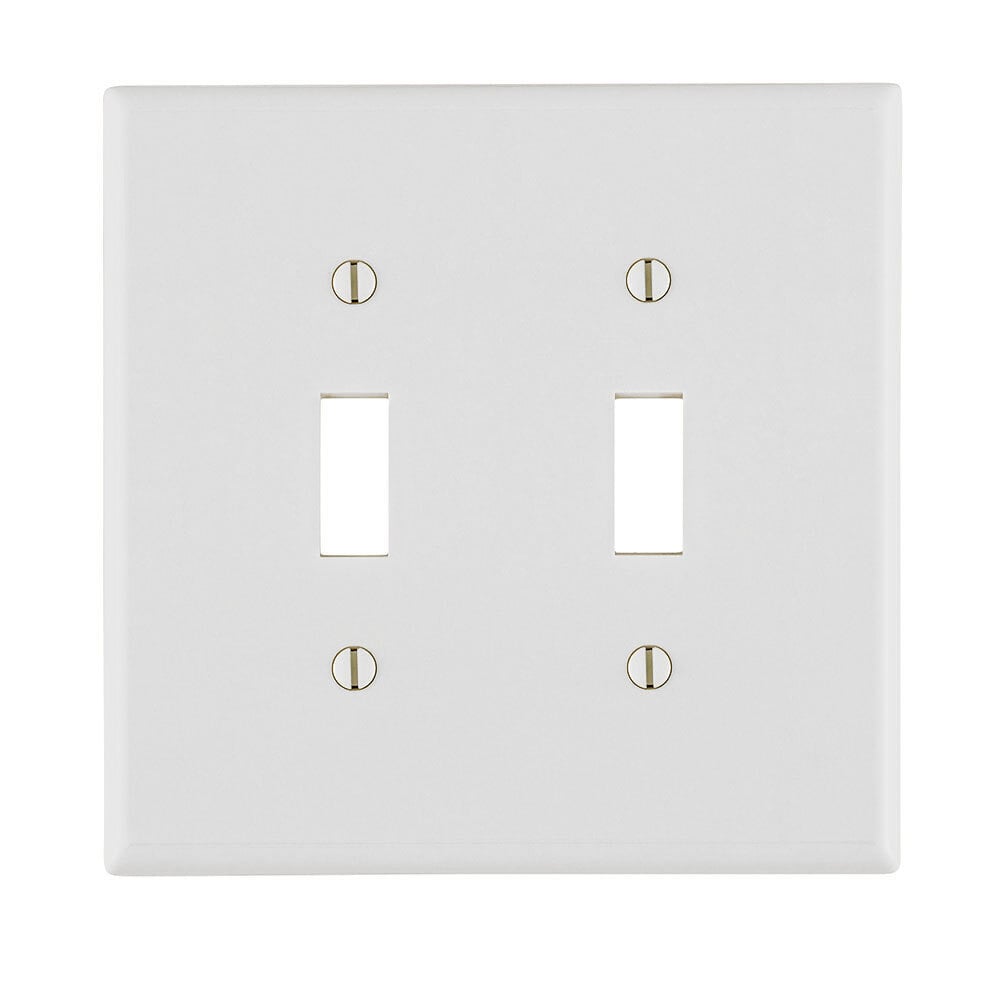 88009 Standard Size Wall Plate, 2 Gangs, 4.56 in W x 4.5 in H, Thermoset, White