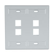 42080-4GP QuickPort Standard Size Wallplate With ID Window, 2 Gangs, 4-5/8 in W, Plastic, Surface Mount