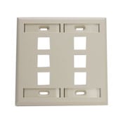 42080-6IP QuickPort Standard Size Wallplate With ID Window, 2 Gangs, 4-5/8 in W, Plastic, Surface Mount