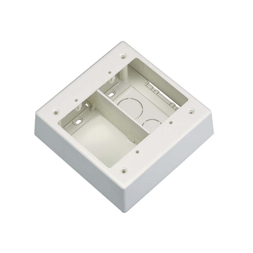 Surface Raceway, Pwr Rated Junct. Box, 2-gang, 2-pc, White