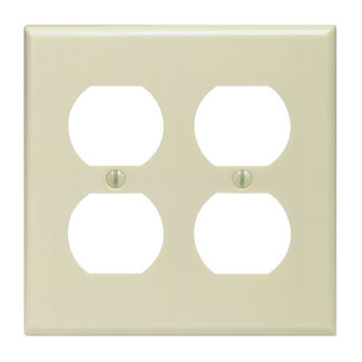 86016 Standard Size Wall Plate, 2 Gangs, 4.56 in W x 4.5 in H, Thermoset, Ivory
