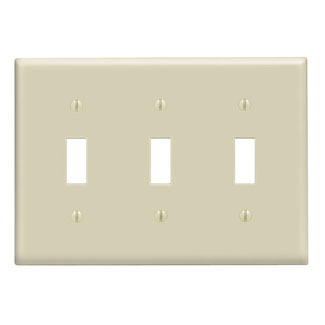 86011 Standard Size Wall Plate, 3 Gangs, 6.37 in W x 4.5 in H, Thermoset, Ivory