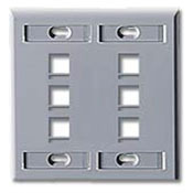 42080-6GP QuickPort Standard Size Wallplate With ID Window, 2 Gangs, 4-5/8 in W, Plastic, Surface Mount