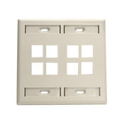 42080-8IP QuickPort Standard Size Wallplate With ID Window, 2 Gangs, 4-5/8 in W, Plastic, Surface Mount